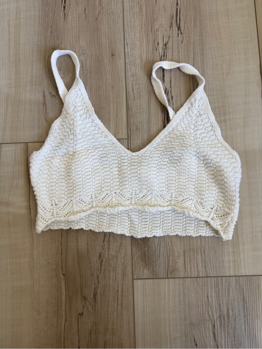 Double Zero Cream Knit Bralette Top